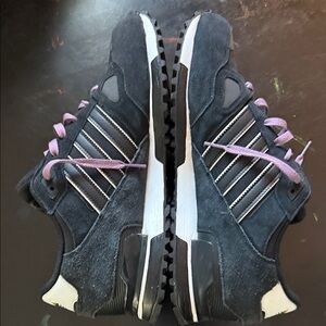 Adidas Black Sneakers with Purple Laces